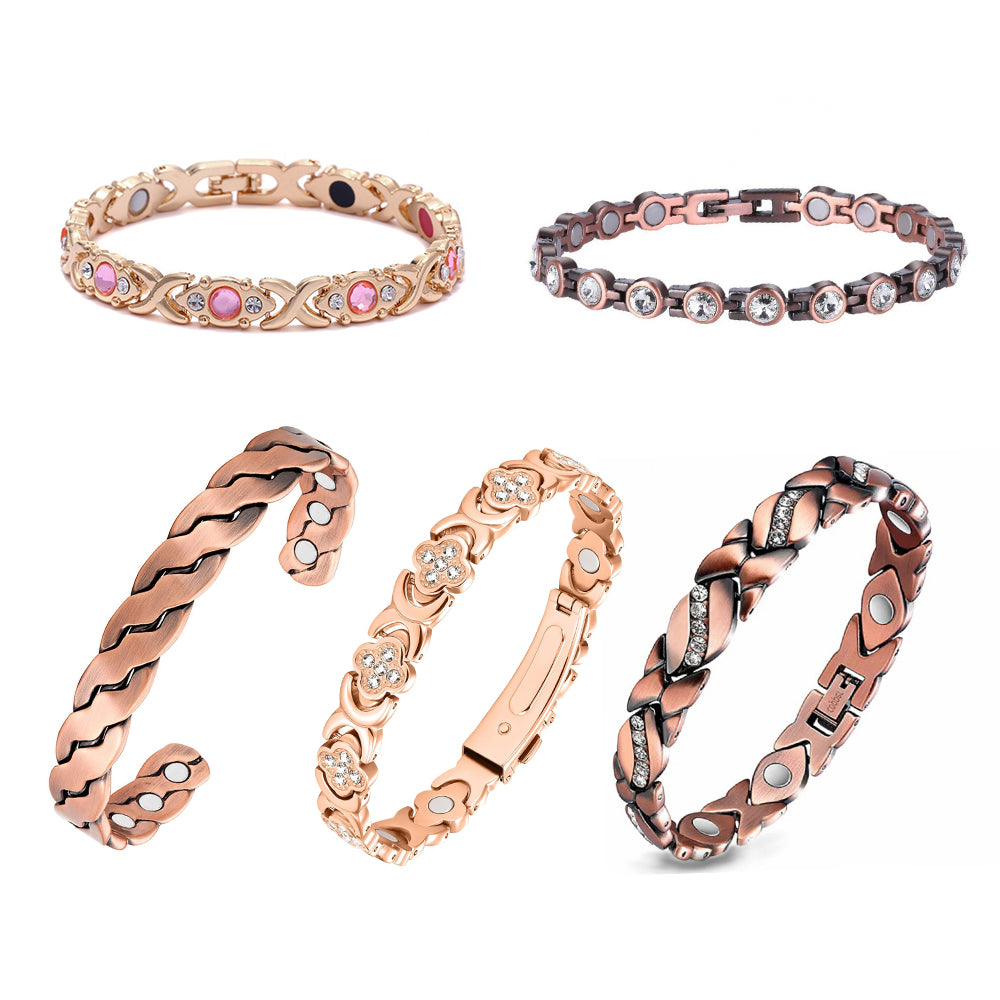 Magnetic Copper Bracelet with Luck Charm 🍀✨ – Wellness Bracelet for Women
