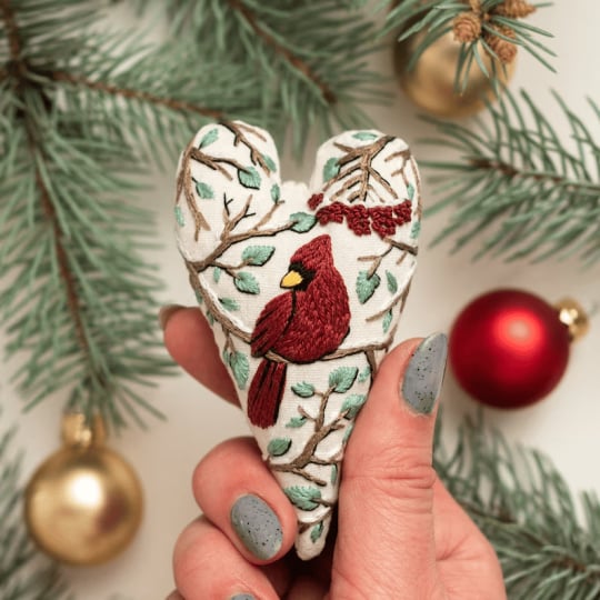 🔥2025 New Release 50% OFF 💖 🎄DIY Heart Shaped Hand Embroidered Christmas Ornament/Ornament Kit 🧵