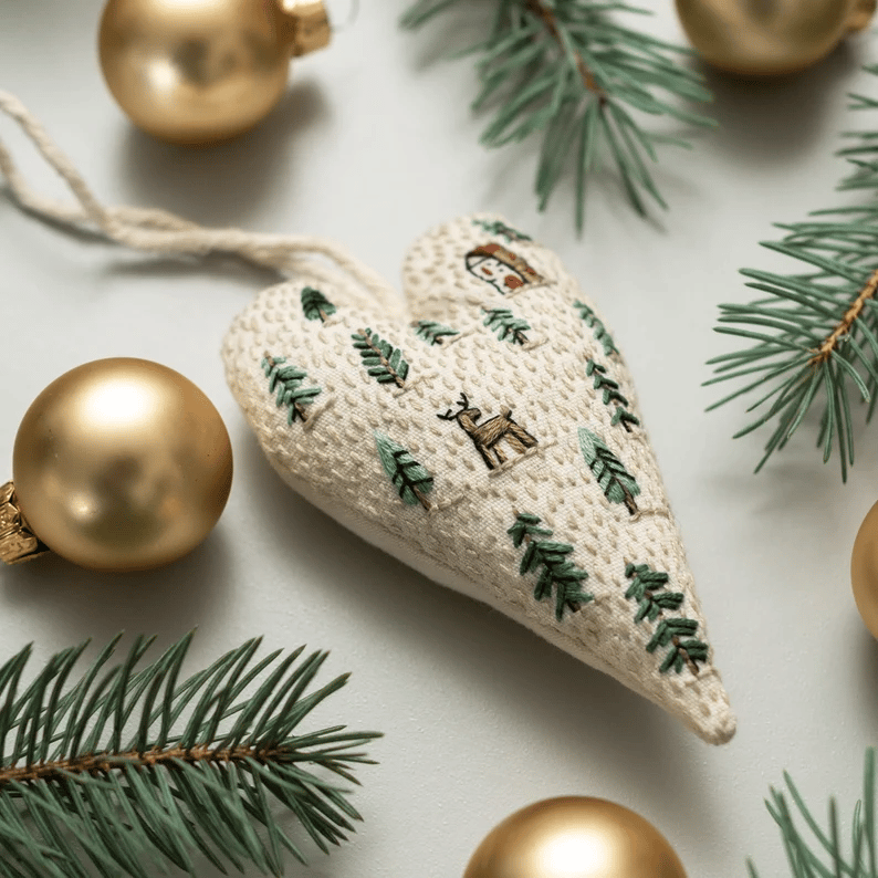 🔥2025 New Release 50% OFF 💖 🎄DIY Heart Shaped Hand Embroidered Christmas Ornament/Ornament Kit 🧵
