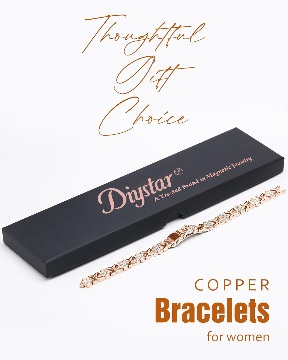 Magnetic Copper Bracelet with Luck Charm 🍀✨ – Wellness Bracelet for Women