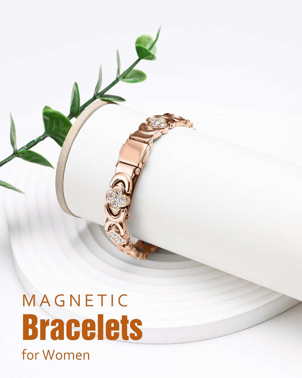 Magnetic Copper Bracelet with Luck Charm 🍀✨ – Wellness Bracelet for Women