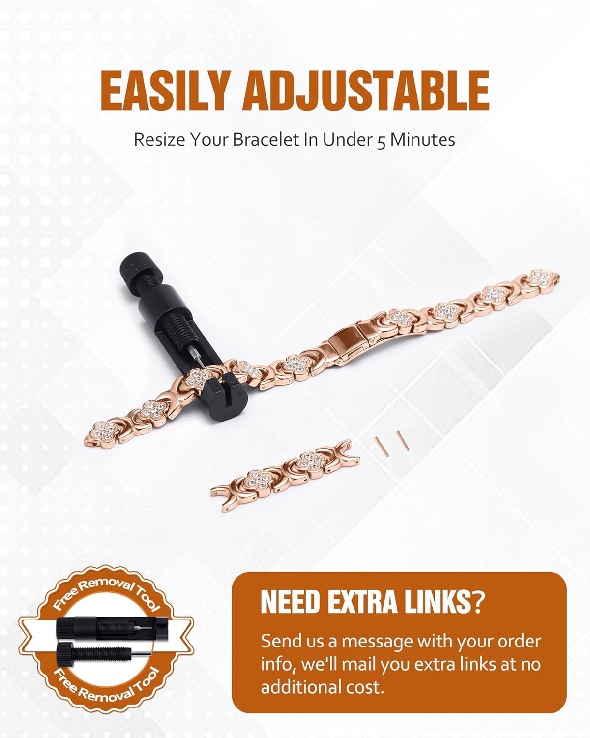 Magnetic Copper Bracelet with Luck Charm 🍀✨ – Wellness Bracelet for Women