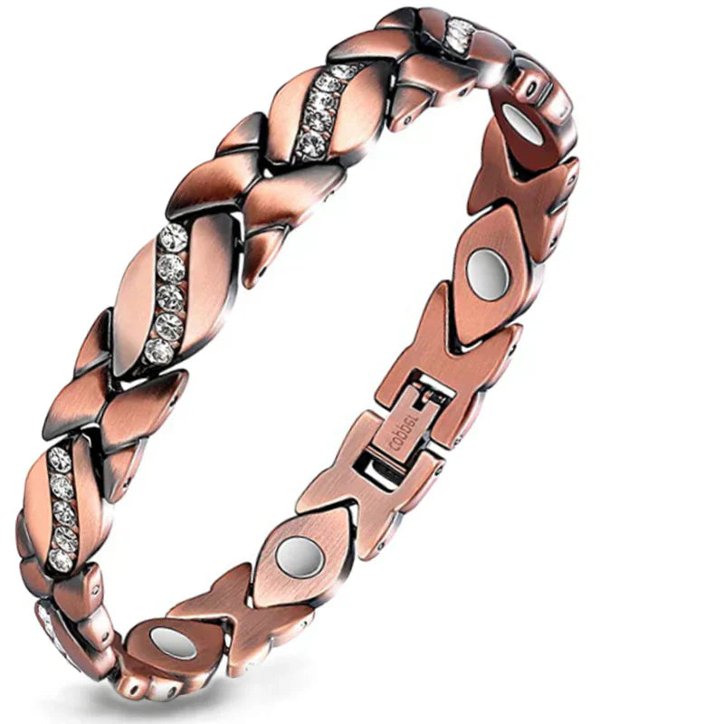 Magnetic Copper Bracelet with Luck Charm 🍀✨ – Wellness Bracelet for Women