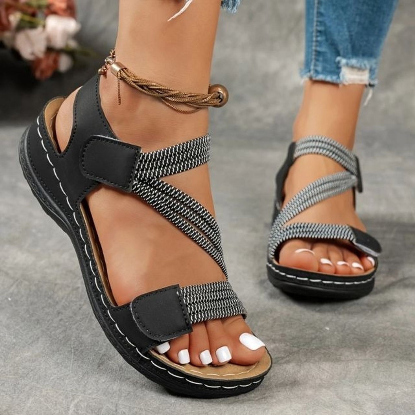 🔥 2025 Summer 🔥The Sandal Sensation Sweeping the US! Trendy Weave Straps + Adjustable Fit-Orthopedic Sandal Walking