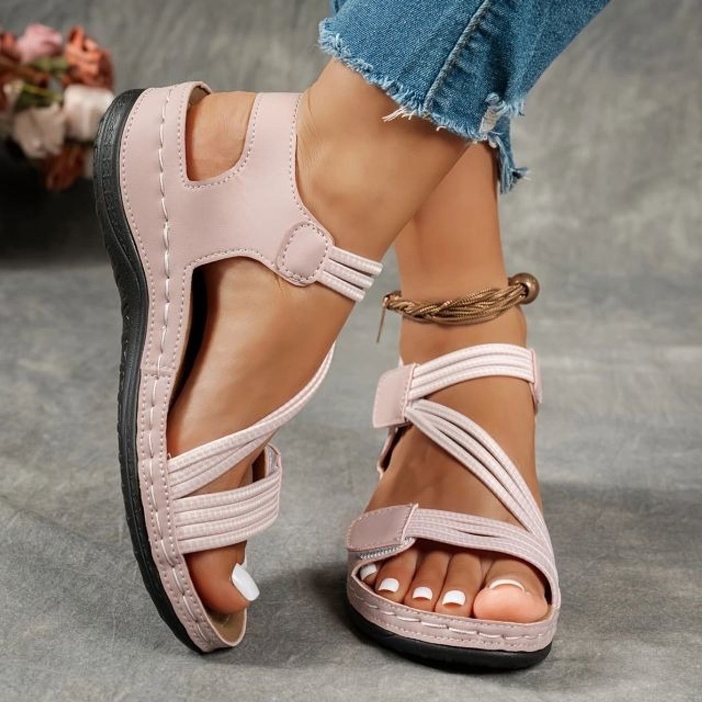 🔥 2025 Summer 🔥The Sandal Sensation Sweeping the US! Trendy Weave Straps + Adjustable Fit-Orthopedic Sandal Walking
