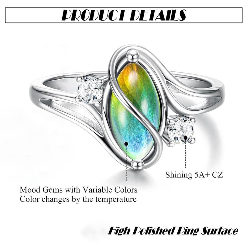 🔥Last Day 51% OFF 🎁Exquisite Color Change Mood Rings Moonstone for Women
