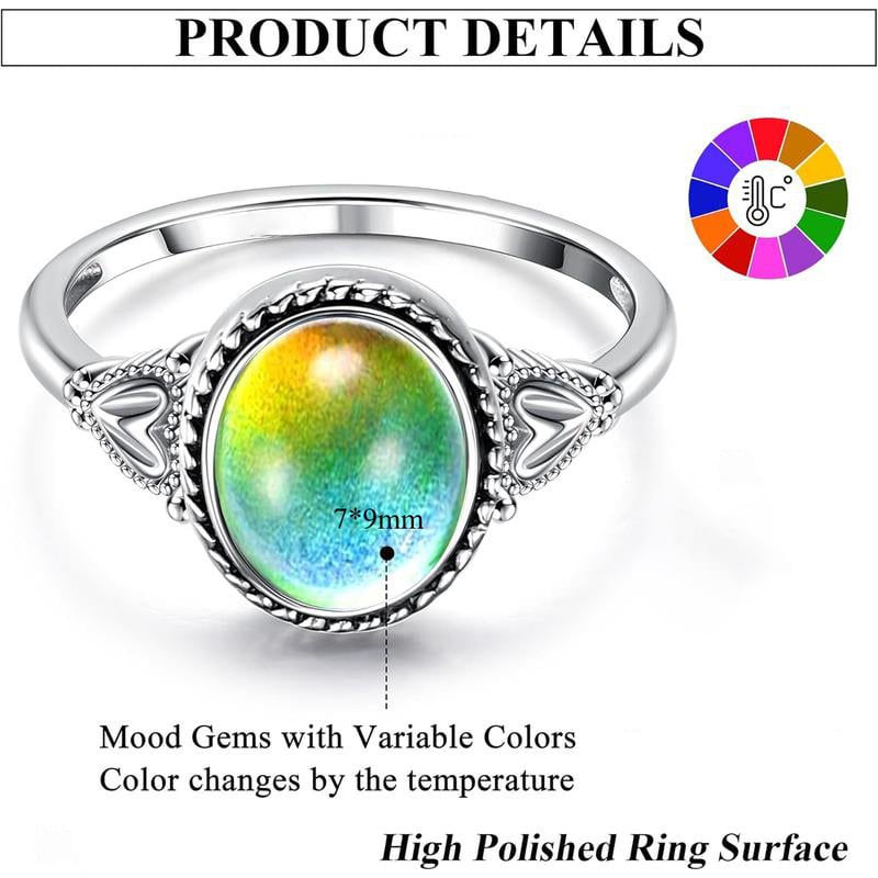 🔥Last Day 51% OFF 🎁Exquisite Color Change Mood Rings Moonstone for Women