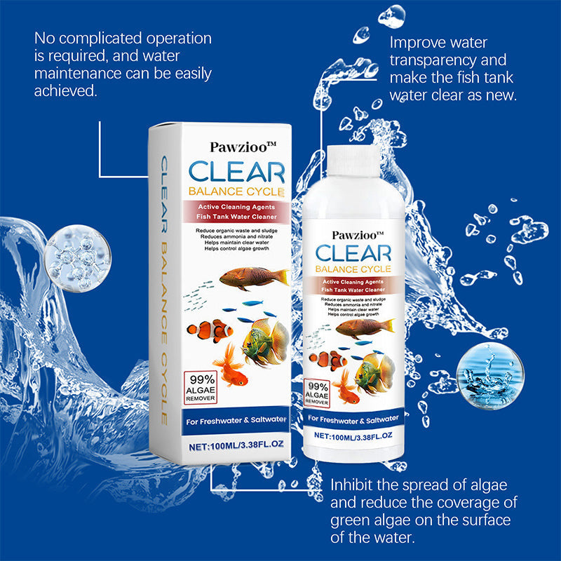 Pawzioo™ Fish Tank Water Powerful Cleaner – Sparkle, Safety, & Speed in One Bottle! 🐠