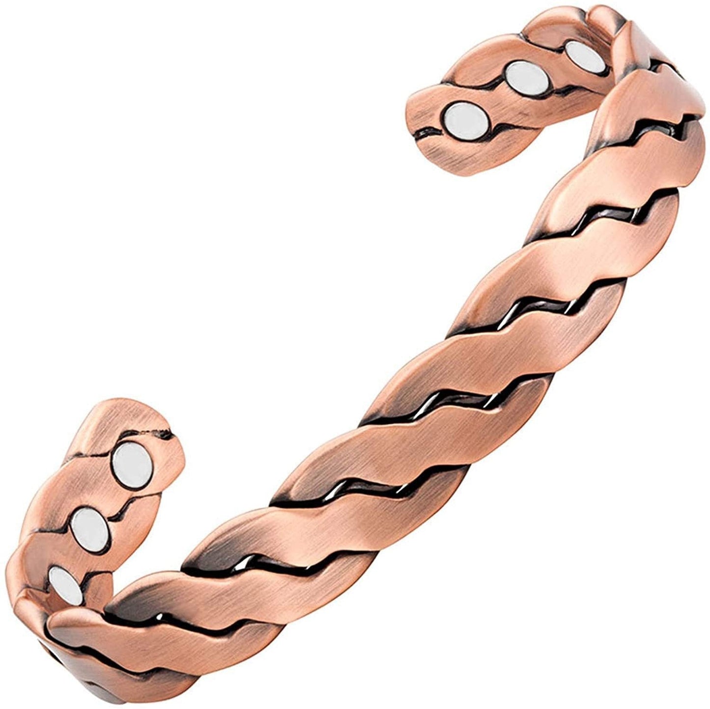 Magnetic Copper Bracelet with Luck Charm 🍀✨ – Wellness Bracelet for Women