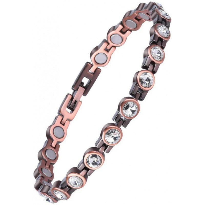 Magnetic Copper Bracelet with Luck Charm 🍀✨ – Wellness Bracelet for Women