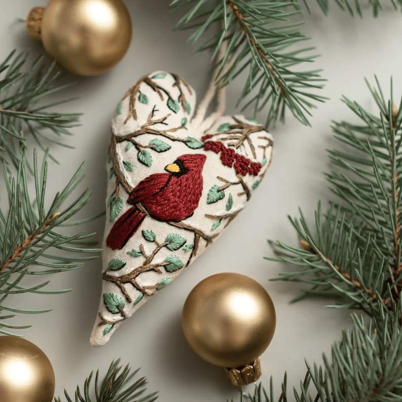 🔥2025 New Release 50% OFF 💖 🎄DIY Heart Shaped Hand Embroidered Christmas Ornament/Ornament Kit 🧵