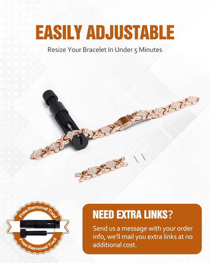 Magnetic Copper Bracelet with Luck Charm 🍀✨ – Wellness Bracelet for Women