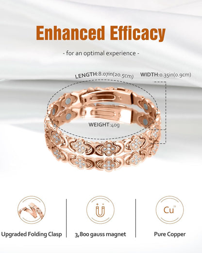 Magnetic Copper Bracelet with Luck Charm 🍀✨ – Wellness Bracelet for Women
