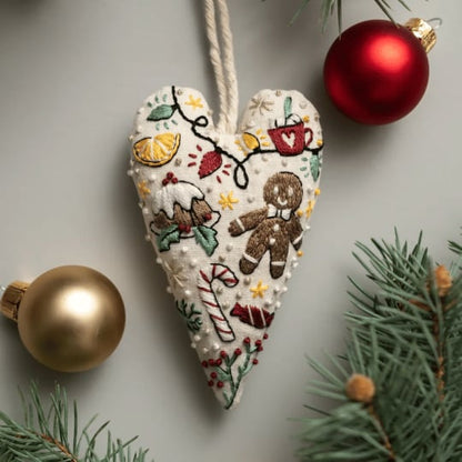 🔥2025 New Release 50% OFF 💖 🎄DIY Heart Shaped Hand Embroidered Christmas Ornament/Ornament Kit 🧵